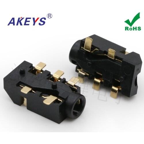 10pcs One button PJ-2547 headphone jack 5 feet oblique mouth with post patch 2.5mm audio interface female