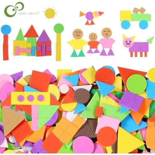 100/300/500pcs Foam Stickers Geometry Puzzle Self-Adhesive EVA Stickers Children Education DIY Toys Crafts Arts Making Gift ZXH