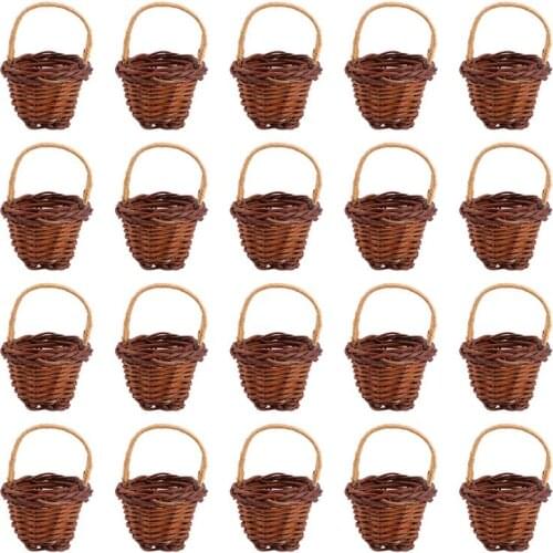 20PCS Mini Small Handheld Basket Rattan Woven Small Basket Wedding Holiday Decor Mini Flower Basket Wedding Festival Decor