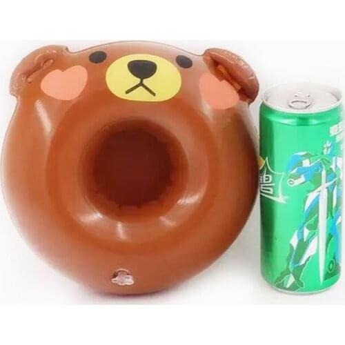 3PCS Brown Bear Cartoon Drink Holder Pool Float Inflatable Hawaii Beach Party Decoration Supplies Kids Adult Bath Toys Swim Ring