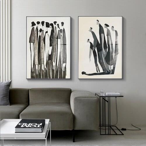 Abstract Character Canvas Black White Wall Art Minimalist Print Painting Nordic Poster Figure Picture Modern Living Room Decor