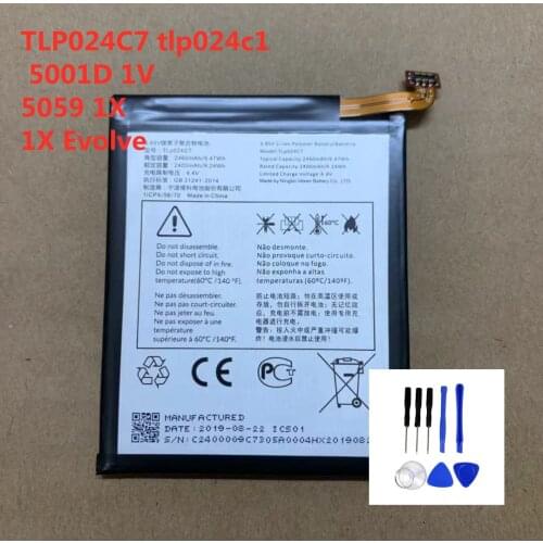 2460mAh TLP024C7 battery for Alcatel TLP024C7 tlp024c1 5001D 1V 5059 1X Alcatel 1X Evolve mobile phone +tools