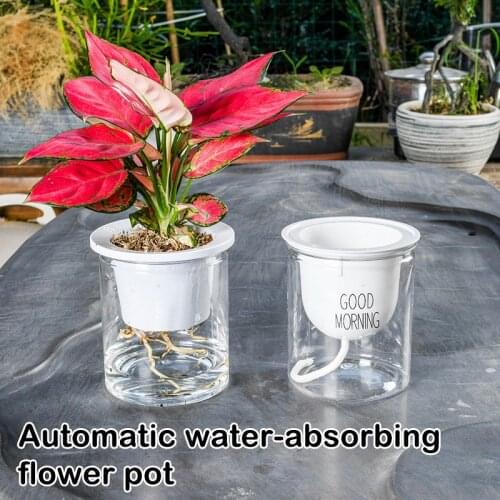 Automatic Absorption Plant Pot Self Watering Outdoor Garden Home Round Transparent Flowerpot Planter Container AC889