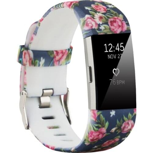 C-G0803 Replacement Strap For Fitbit Charge 2 Band Flower Soft Silicon Smartwatch Bracelet for Fitbit Charge 2 Bands For Women