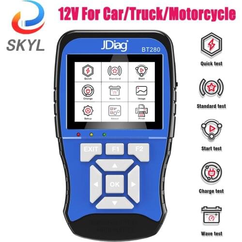 SKYL JDiag BT280 12V For Car/Truck/Motorcycle Car Bettery Tester Diagnostic Tool BT280 Automotive Battery Analyzer Code Reader