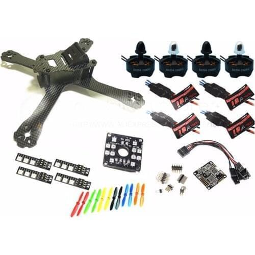 DIY FPV mini drone QAV-X 5" 214mm pure carbon frame kit D2204 2300KV+EMAX Simon K / BLHeli 12A ESC + NAZE32 Rev6 10DOF