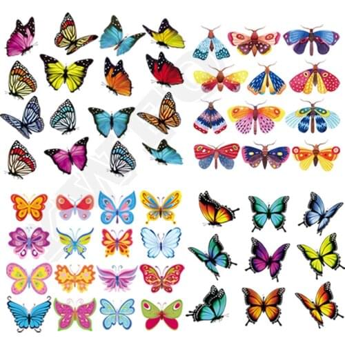 Diy Animal Iron-on Transfers Colorful Butterfly Series Patches For Kids Clothing Sticker Applique For T-shirt Backpack