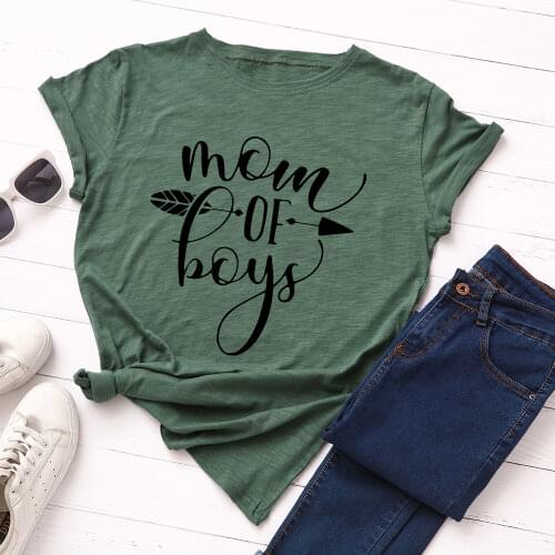 Graphic T Shirts for Women Cotton Short Sleeve Tee Female Shirt Tops Summer Casual Print Clothes Gifts Mom of Boys Wife Family