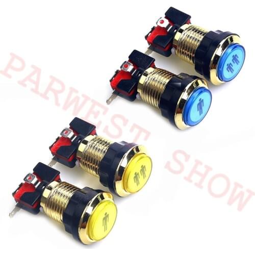 Hot Sale 10PCS 1Player/2Players Chrome gold plated LED Illuminated push button with microswitch Arcade Cabinet Machine Parts