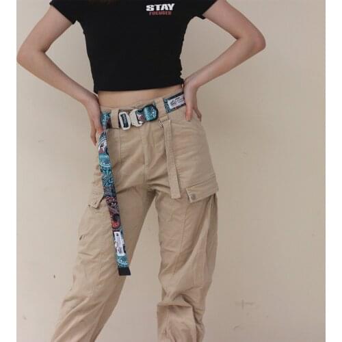 Canvas Mens Womens Belts Metal Buckle Double-Sided Pattern Lengthened Decoration Versatile Tooling Casual Jeans Couple Belts