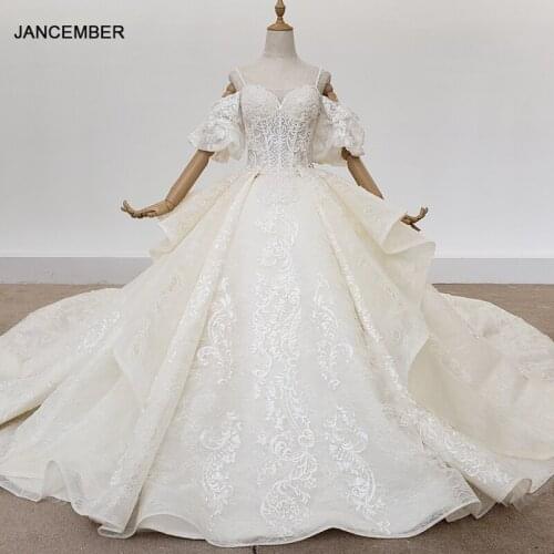 HTL1320 Applique Wedding Dress Half Sleeve Wedding Dresses For Women Boat Neck African Wedding Dress Sequin Trajes De Novia 2020