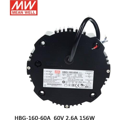 MEAN WELL HBG-160-60A 156W 2.6A 60V Constant Voltage/Current LED Driver LED Switching Power Supply Current Adjustable IP65 PFC