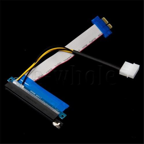 MLLSE PCI-E Extention Cable Ribbon 1X To 16X Riser Card Adapter Power Molex 20cm A597
