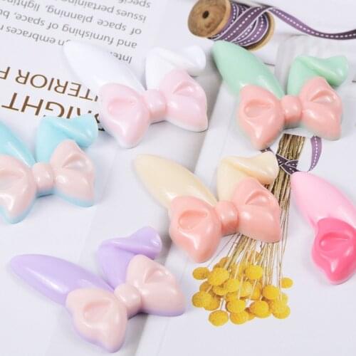 Free Shipping 10Pcs Resin Kawaii Rabbit Ears Flatback Cabochon Embellishments Scrapbooking DIY For Hair Bow Jewelry Accessories