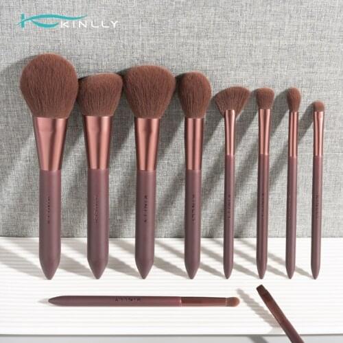KINLLY Makeup Brushes Premium Synthetic Powder Foundation Highlight Concealer Eyeshadow Blending Eyebrow Liner Spoolie Brush Set