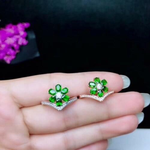 925 sterling silver inlaid fashion ring 3 * 4 mm Natural Flint ring Live ring Birthday gift