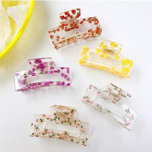 Korean Acrylic Hair Clips Fruit Series Hair Claws Elegant Barrette Headwear For Women Girls Hair Accessories