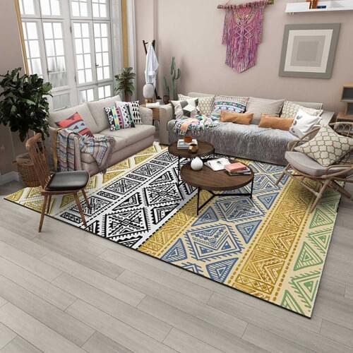 Square Carpet Anti-slip Mat Boho Style Pattern Area Floor Mat Home Floor Mat Living Room Bedroom Floor Protection