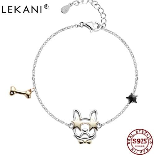 LEKANI 925 Sterling Silver Bracelet For Women Luxury Austria Crystal Bracelets Animal Doggy Sporty Fine Jewelry Free Shipping