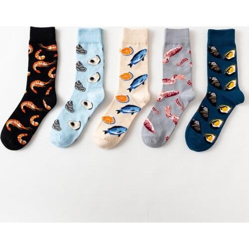 Unisex Fashionable Color Funny Cartoon Socks for Women Seafood Series Cotton Woman Socks for Spring Autumn Winter 12502