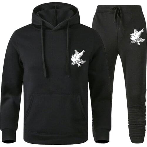 Mens Sets Hoodies+Pants Autumn Winter Hooded Sweatshirt Sweatpants Lil.Peep Fashion Slim Fit Men Set Hoodie Pant Hip Hop Hoody