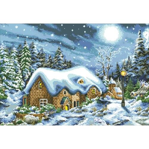DIY Bead embroidery kit with Pre-Printed Canvas Pattern beads Home decoration for adult snowy 31.9”x22.1"