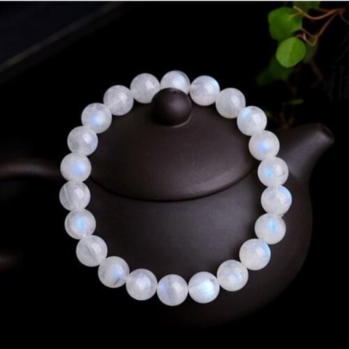 Grade A Natural Rainbow Moonstone Beaded Bracelet 7mm 8mm 9mm Blue Flash Moonstone Beads Bangle Stretch Bracelet BR041