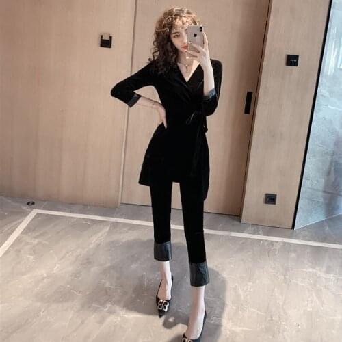 New arrival winter autumn thick warm comfortable formal women sets temperamental jacket and slim long pants elegant women sets