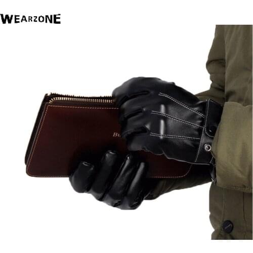 2017 New Fashion PU Leather Gloves Mens Winter Warm Gloves Classical Driving Gloves Touch Screen Mittens for man