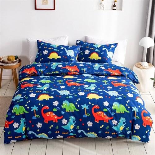 Cartoon Dinosaur Duvet Cover Concise Style Quilt Cover with Pillowcase Cover for child Twin Queen King Size Bedding Set 3pcs/set