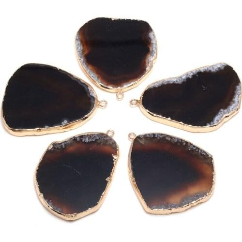 Natural Agates Stone Pendants Exquisite Irregular Waterdrop Black Agates Stone Charms for Jewelry Making Necklace Bracelet Gift