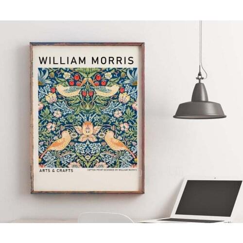William Morris Poster Art Print Exhibition Flower Pattern Flower Wall Decor