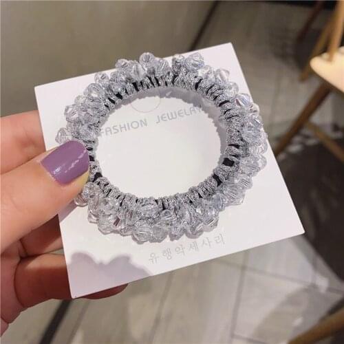 Women Lady Fashion Elastic Hair Ring Luxury Rhinestone Hair Rubber bands Rope Headbands Hair Accessories for Women & Girls