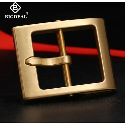 40mm Fashion Pure Copper Brass Belt Buckle for Men Pin Buckles Solid Brass DIY Belts Jeans Adjust Leather Crafts