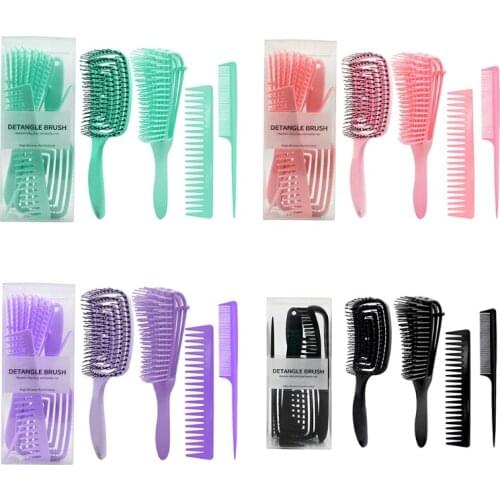 4pcs Anti-Static Comb Detangling Hair Brush Scalp Massage Combs Hairdressing Styling Tools for Salon Home Use Q81B