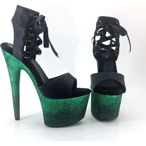 Leecabe 17cm/7Inch colorful glitter Heels sandals shoe high heel platform pole dance shoes