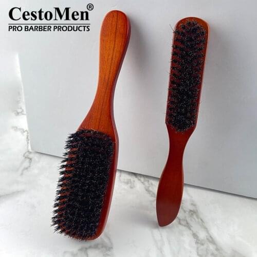 Solid Wood 100% Boar Bristle Shaving Brush Beard Massage Comb Hair Brush Curved Wooden Beard Mustache Brushes Men Styling Tools
