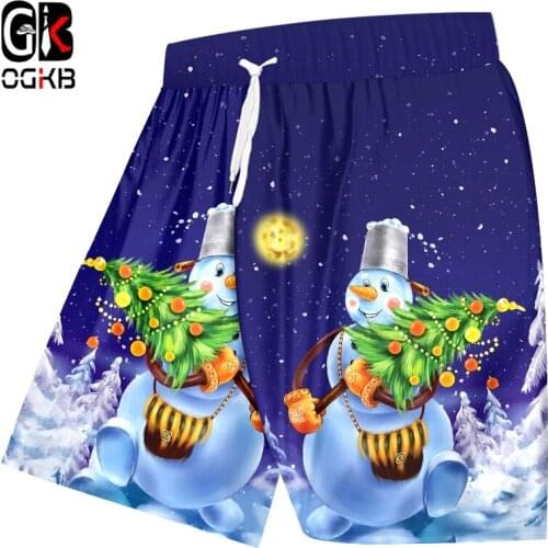 OGKB Man New Snowman Shorts 3D Printed Mens Large Size Leisure Funny Christmas Snowflake Shorts Suppliers