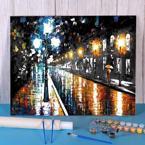 Blue Lights Black And White DIY Painting By Numbers Package Oil Paints 40*50 By Numbers Photo Loft Wholesale