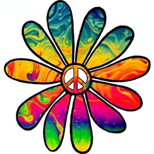 Tie Die Flower Power Peace Car Assessoires Stickers ScratchProof Waterproof PVC Car Window Body Decorative Stickers Accessories