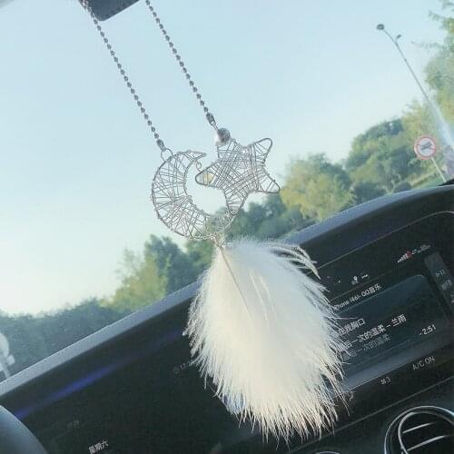 Car Decoration Moon Feather Dreamcatcher Car Pendant Decoration Rearview Mirror Pendant Decoration Car Interior Accessories Auto