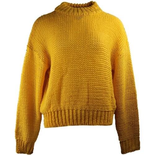 Korean sweater women retro style round neck long-sleeved sweater yellow pullover sweater 2020 autumn/winter womens clothing