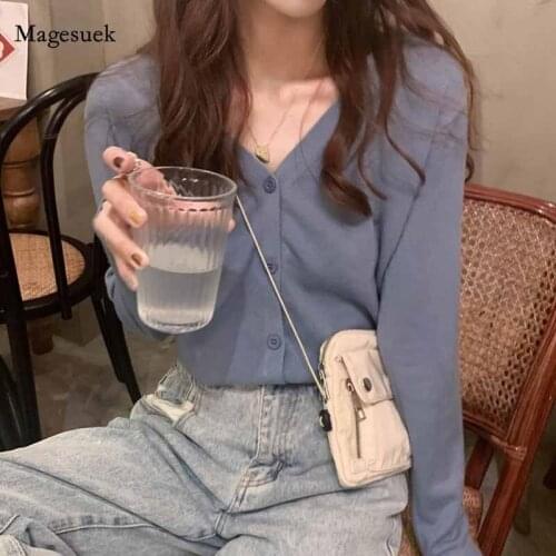 Women Long Sleeve Cardigan Knitted Solid Singel Breasted Winter Sweater Loose Thin Casual V-neck Women Womens Sweaters 11753