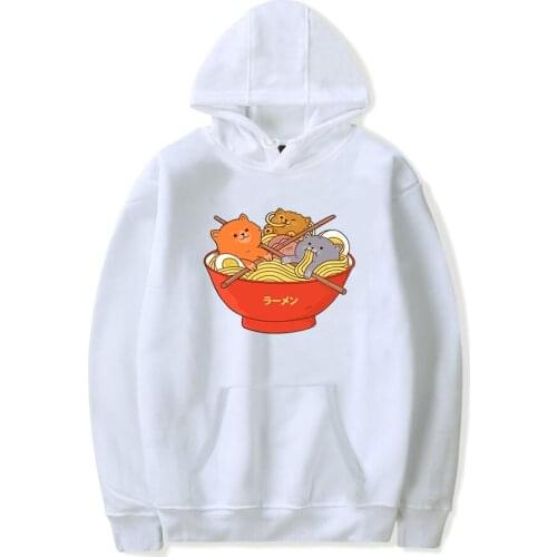 2019 Winter New Sale Japanese Ramen And Cat Harajuku Pullover Hoodie Anime Printing Sweatshirt Plus Size Streetwear