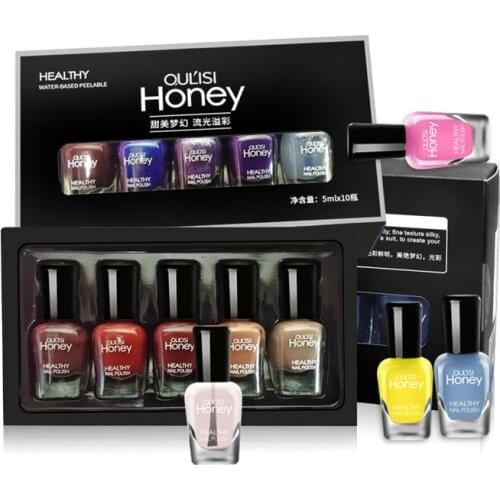 1Set Quick Drying Nail Polish Long Lasting Non-toxic Canbe Peeled For Makeup Beauty Nail Art DIY Suit 5ml*10PCS Wholesale