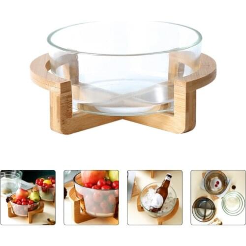 1 Set of Glass Bowl Fruit Salad Bowl Dessert Container Tableware with Base
