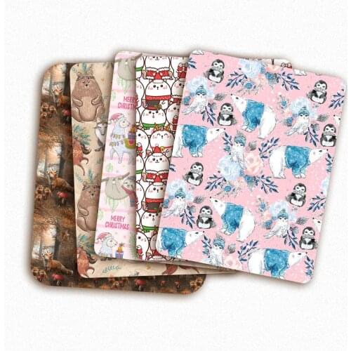 Christmas Polyester Cotton Fabric Elk Penguin Printed Cloth Sheets Dolls Making Handmade Masks Sewing Materials 45*145cm 1pc
