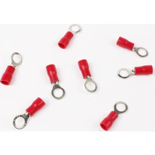 100Pcs RV1.25-5 Red Insulated Crimp Ring Terminal Cable Wire Connector