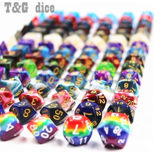 105 Colorful Dice with Black Bag ,T&G Rainbow 15 complete sets of D4 D6 D8 D10 D10% D12 D20 for RPG DND Board Game