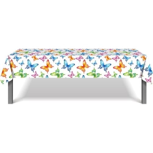 130*220cm Girls Spring Butterfly Flowers Birthday Party Disposable Tablecloths Tableware Sets Baby Shower Decoration Tablecovers